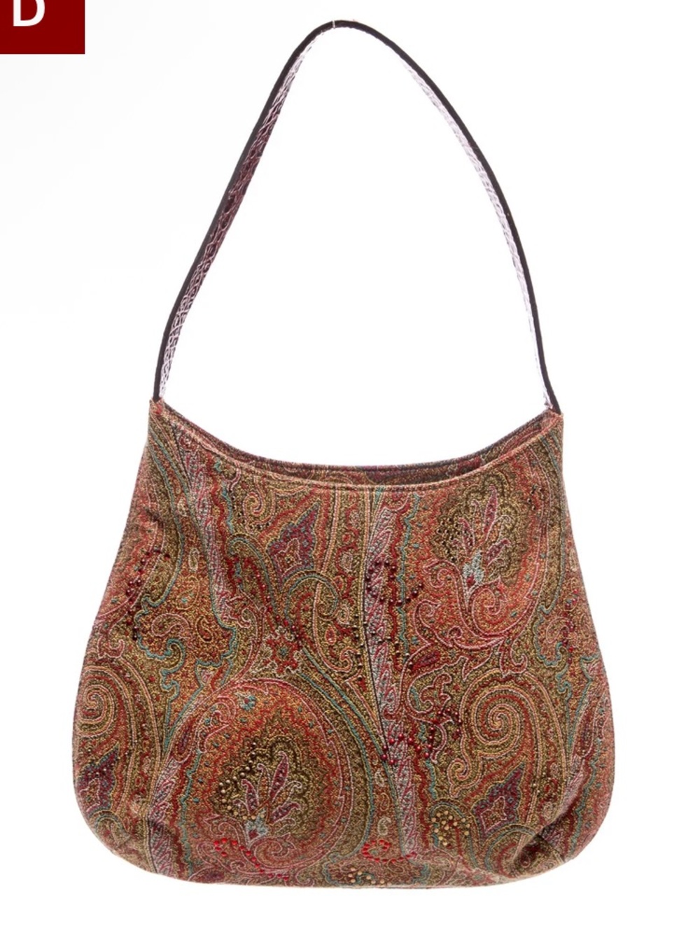 Etro Shoulder Bag Neutral Paisley Crystal Embellishment Rare Made In Italy Y2K